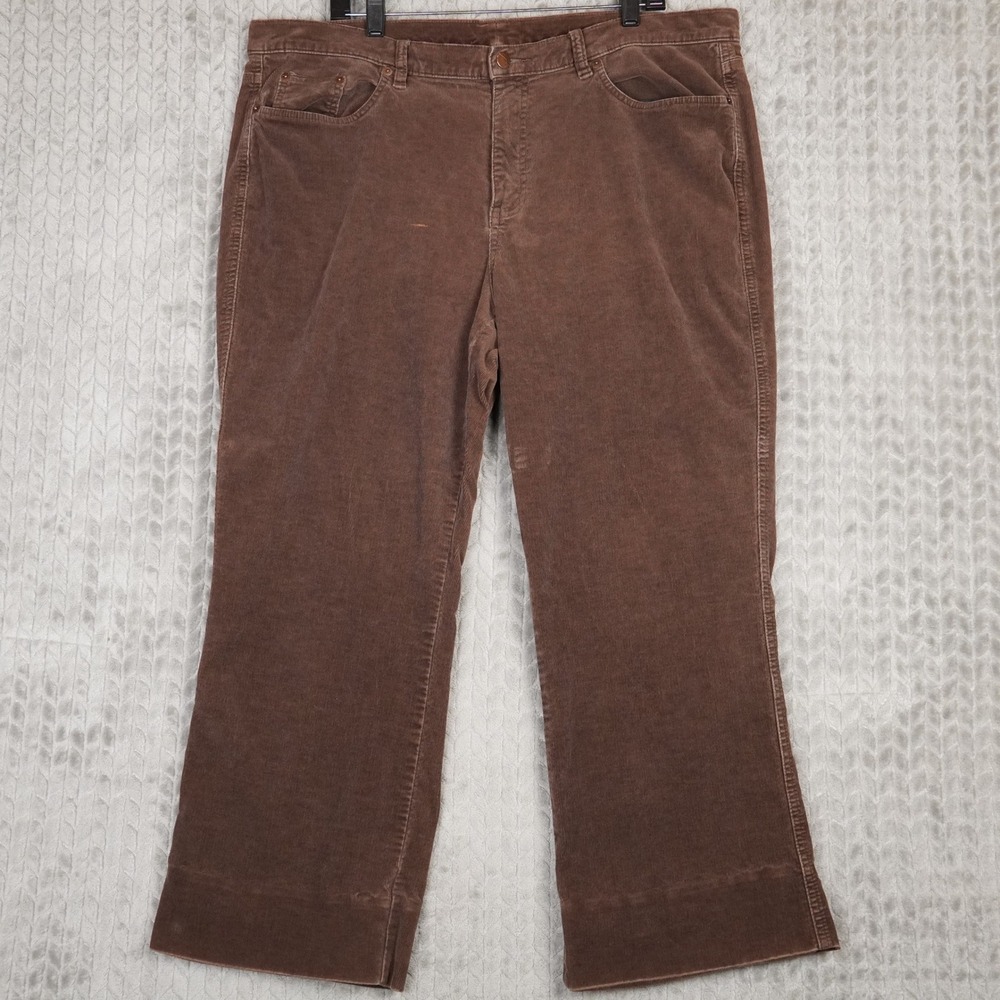 Venezia Corduroy Pants Womens 20 Brown Embroidered Pockets Stretch Cotton Mix